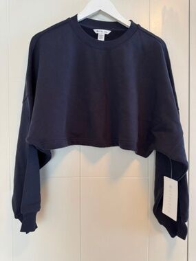 ATHLETA - SUPER CROPPED HEAVY WEIGHT TERRY - Navy Blue - Size M